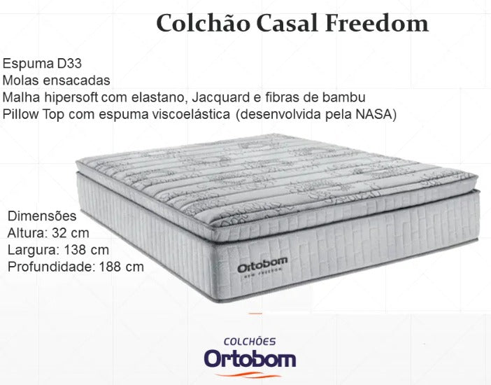 COLCHAO MOLAS ENSACADAS NEW FREEDOM 138X188X32 CASAL