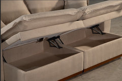 SOFA RETRATIL E RECLINÁVEL DOHA | BAU | LINHO
