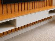 PAINEL RIPADO SLIM MODULAR + NICHO UNIVERSAL + PRATELEIRA COM LED