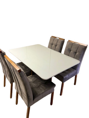 Mesa Madri Cinamomo/Off e Kit 4	Cadeiras Sophia