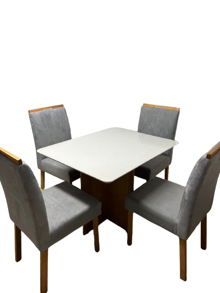 MESA DE JANTAR MALAGA IMBUIA MEL 1,00X0,80 C/4 CAD CINZA