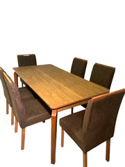 MESA ALEGRA 1.80X0.90 + 6 CAD MALAGA SUEDE CHUMBO (406)