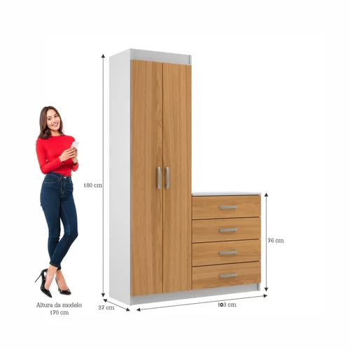 Cômoda e Sapateira Larissa 4 Gavetas 2 Portas - Evidência