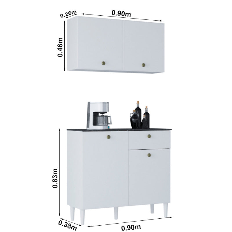 Balcão Com Aéreo 90cm - Poquema