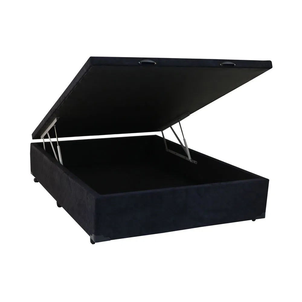 BASE BAU CASAL BLINDADO BLU - PRETO SUEDE