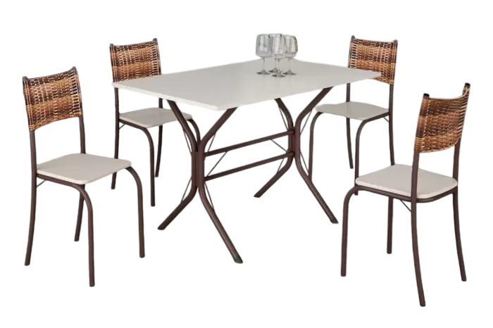 MESA ATLANTA RETANGULAR 100X60 + 4 CADEIRAS ATLANTA