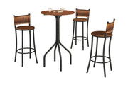 Conjunto De Mesa Bistrô Com 3 Banquetas Panamá Marrom- Móveis Teixeira