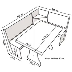 Mesa de Canto Big Com 2 Cadeiras Brisa- Vieiro