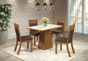 Mesa Camelia Com 4 Cadeiras Roma- Imbúia Veludo Café Bronze Viero