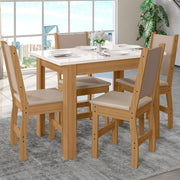Mesa de Jantar Bellagio Com 4 Cadeiras Clara - Freijó UV/Off White