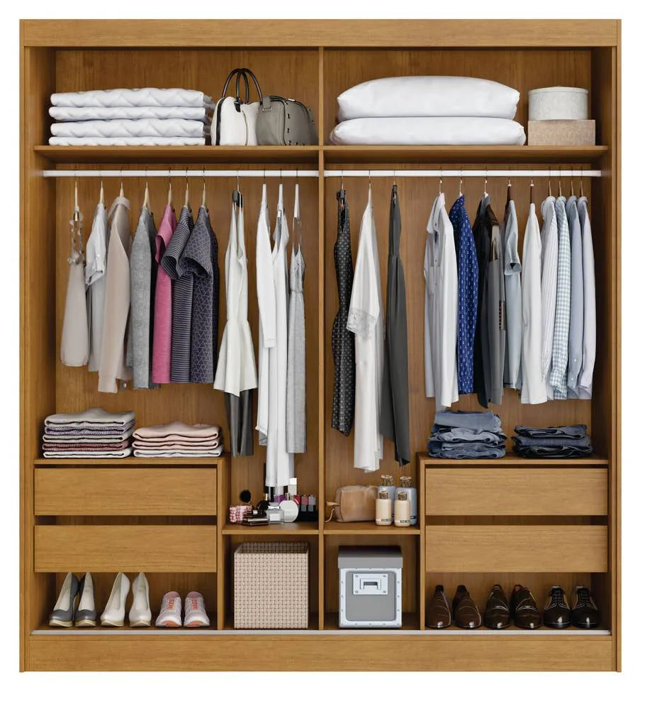 GUARDA ROUPA VIENA COM ESPELHO 2 PORTAS 4 GAVETAS