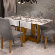 Conjunto Sala De Jantar Castelão 1,60m Com 6 Cadeiras Bege