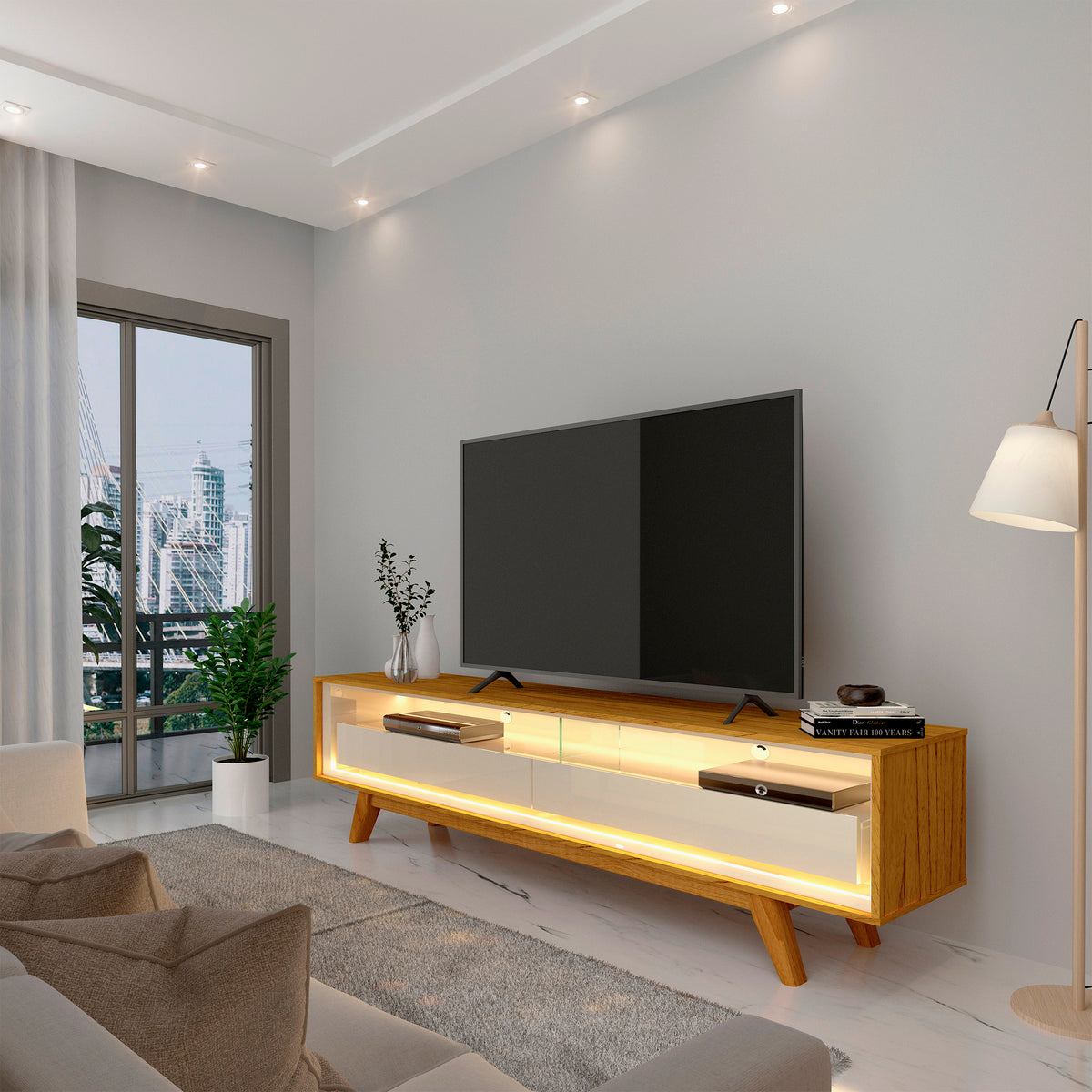 RACK REQUINTE 172 C/LED NATURALE/OFF WHITE
