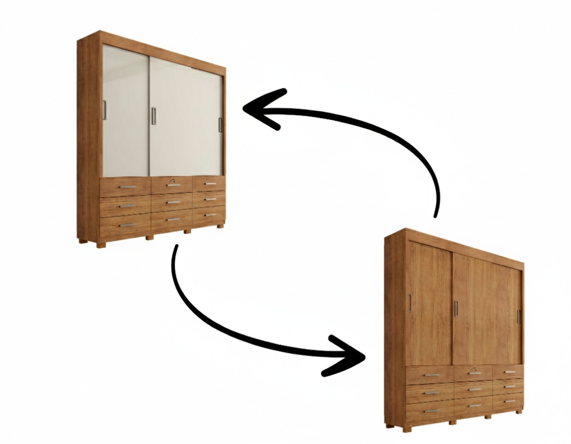 Guarda Roupa Casal Itapema 3 Portas de Correr e 9 Gavetas - Imagem 10