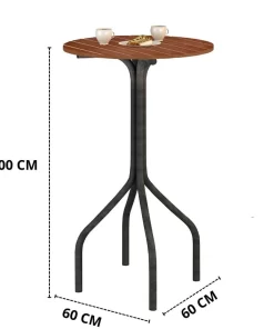 Mesa de Varanda Alta Goiás/ Holanda Tampo de Madeira 60X60 Redonda - Teixeira