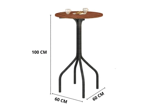 Mesa de Varanda Alta Goiás/ Holanda Tampo de Madeira 60X60 Redonda - Teixeira