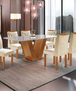 Mesa Classic Cinamomo/Off Com 6 Cadeiras Lisboa
