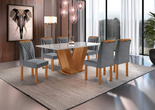 Mesa Classic Cinamomo/Off Com 6 Cadeiras Lisboa - Image 3