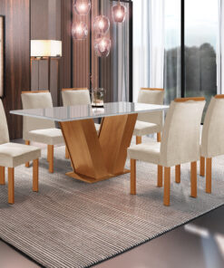 Mesa Classic Cinamomo/Off Com 6 Cadeiras Londres