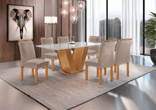 Mesa Classic Cinamomo/Off Com 6 Cadeiras Londres - Image 2