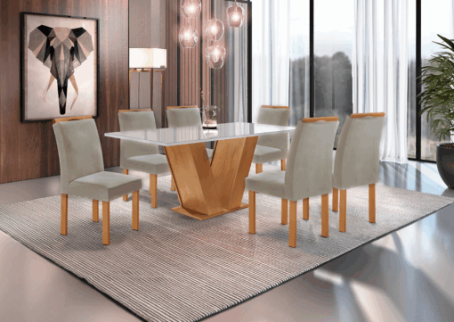 Mesa Classic Cinamomo/Off Com 6 Cadeiras Londres - Image 3