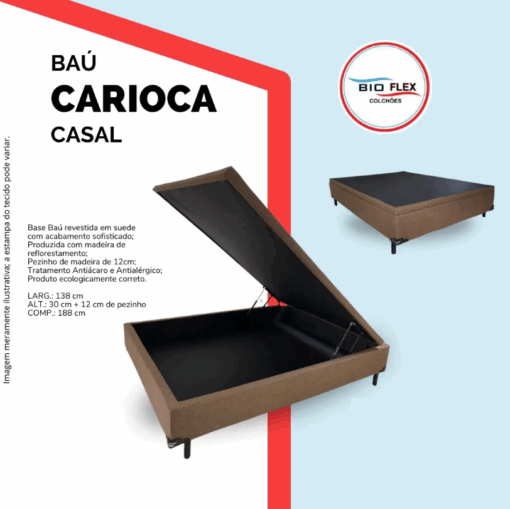 Base Box Baú Carioca Casal 30x138x188 - Bio Flex - Imagem 3