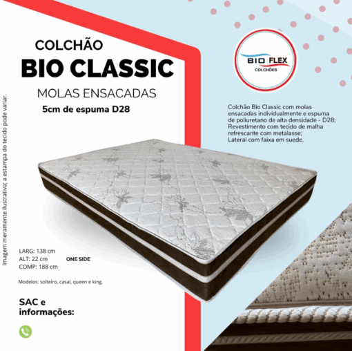 Colchão Bio Classic Casal com Molas Ensacadas 22x188x138 - Bio Flex - Imagem 2