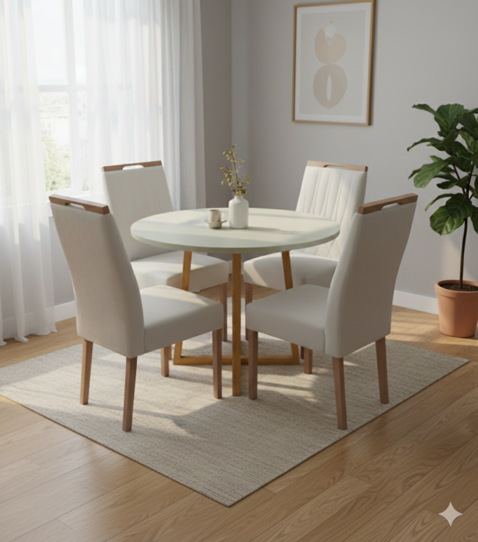 Mesa Maia com 4 Cadeiras - Carvalho Decor