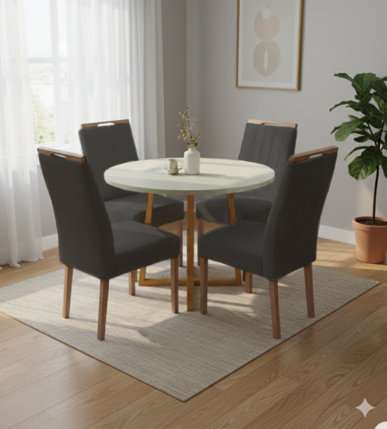 Mesa Maia com 4 Cadeiras - Carvalho Decor - Imagem 4
