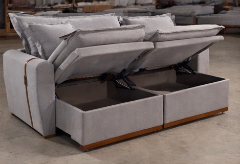 SOFA CAMA/BAU DOHA | LINHO CINZA (07) - Imagem 2