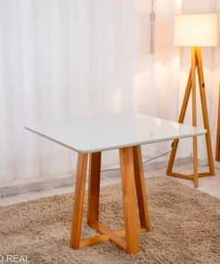 MESA BALI | COM VIDRO | CINAMOMO/OFF WHITE