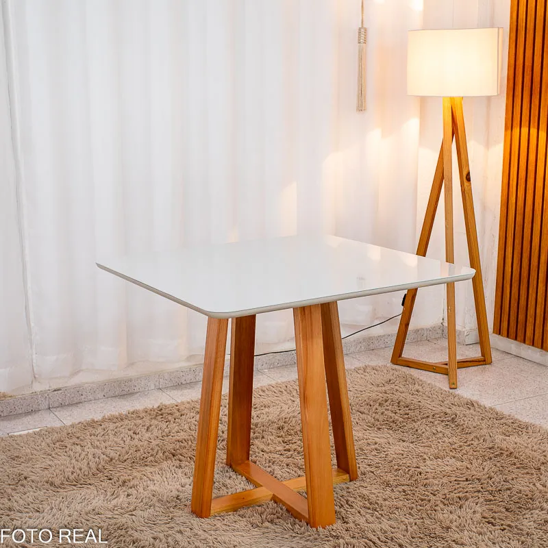 MESA BALI | COM VIDRO | CINAMOMO/OFF WHITE