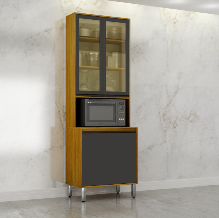 PANELEIRO/CRISTALEIRA EDUARDA - CINAMOMO C/ CINZA AC (NOVO)