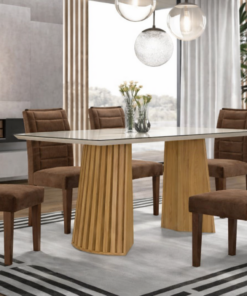 MESA NEVADA 1.70X90 + 6 CAD NEVADA VELUDO CAPUCCINO (168)