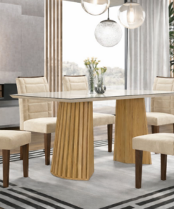 MESA NEVADA 1.70X90 + 6 CAD NEVADA VELUDO BEGE (169)