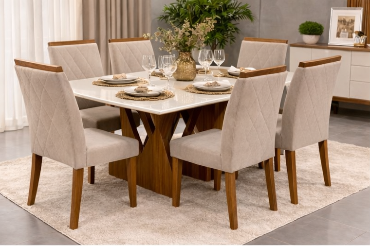 MESA ALEGRA 1.80X0.90 + 6 CADEIRAS MAIA