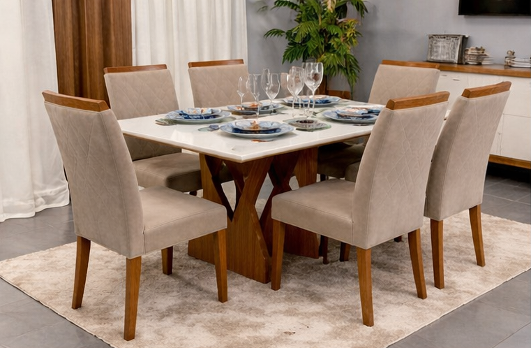 MESA ALEGRA 1.80X0.90 + 6 CADEIRAS MAIA - Imagem 6