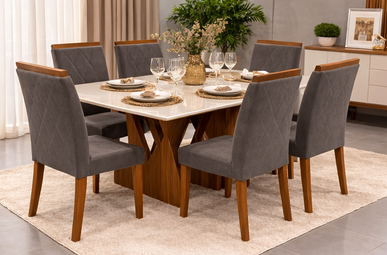 MESA ALEGRA 1.80X0.90 + 6 CADEIRAS MAIA - Imagem 7